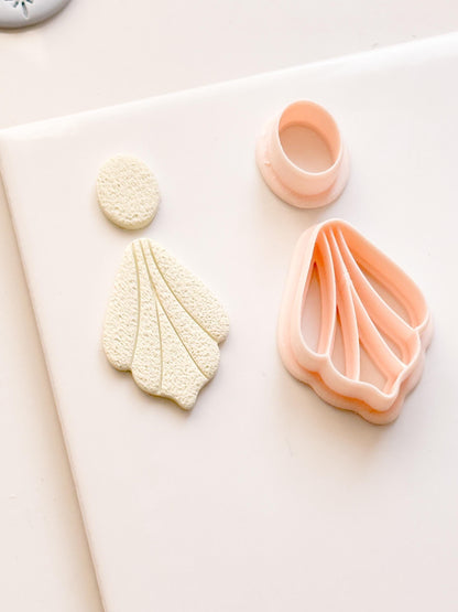 Fan Petal Polymer Clay Earring Cutters: Circle Stud, Scalloped Drop