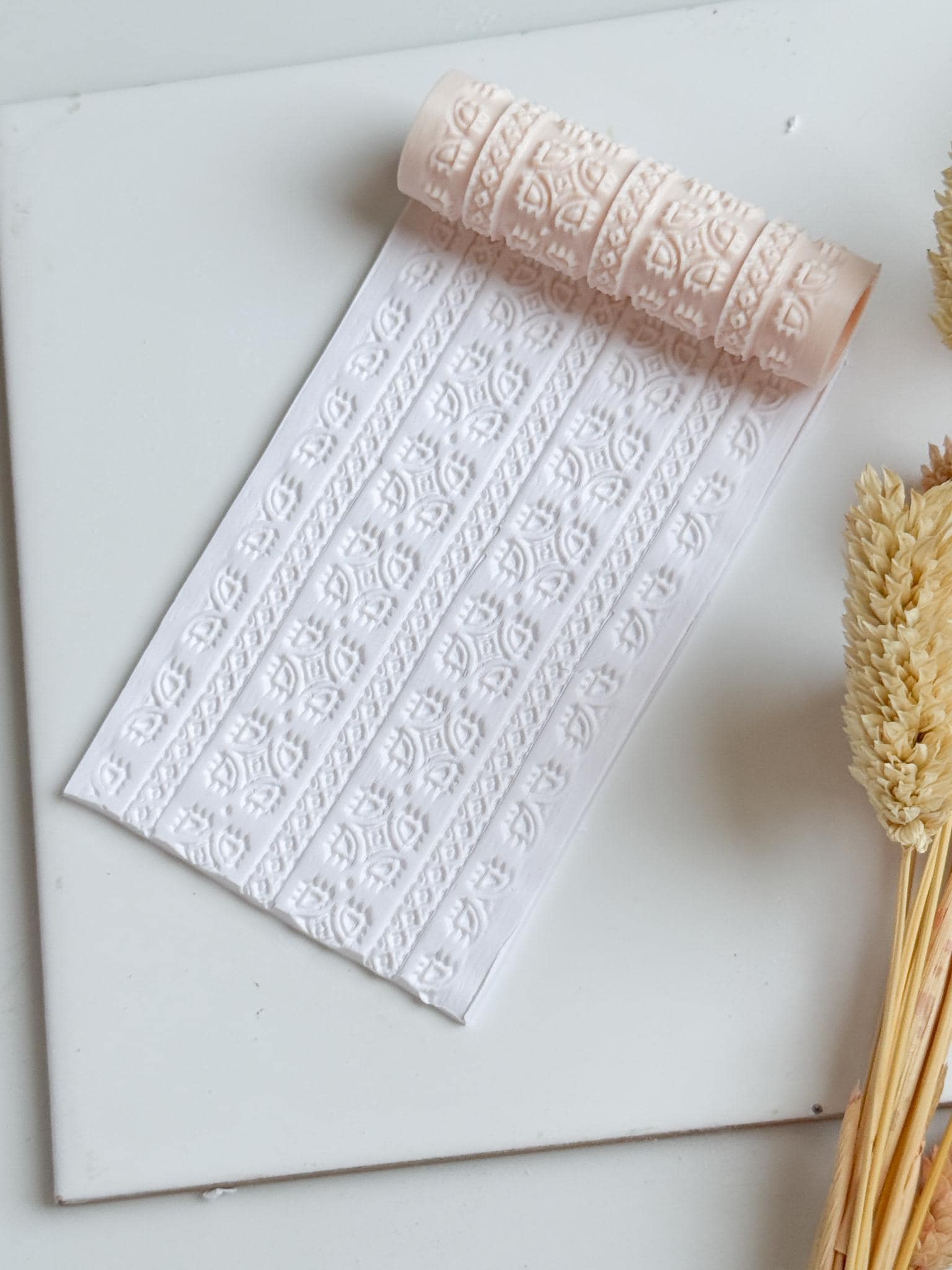 Leaf Geometric Pattern Polymer Clay Roller Embossing Texture Tool