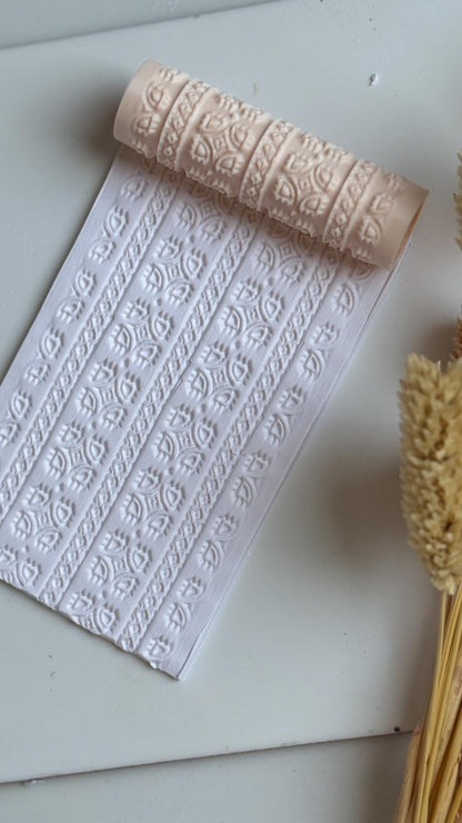 Leaf Geometric Pattern Polymer Clay Roller Embossing Texture Tool