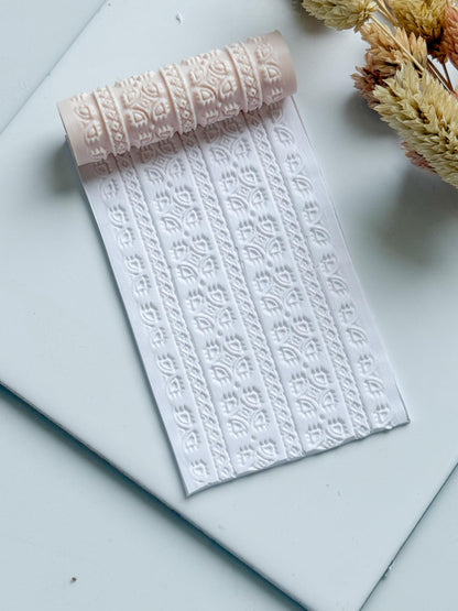 Leaf Geometric Pattern Polymer Clay Roller Embossing Texture Tool