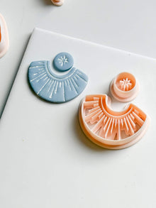 Sunburst Fan and Circle Clay Cutter Set for Polymer Clay Earrings - Majolica Collection