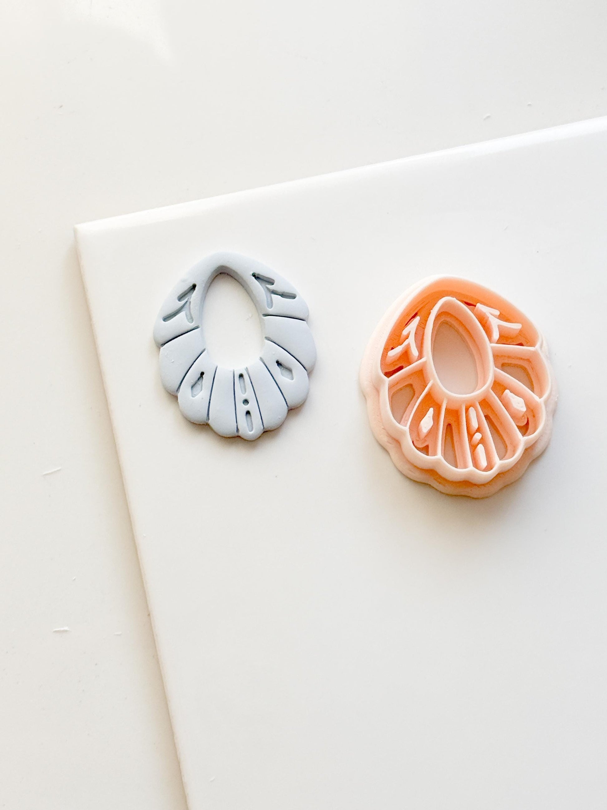 Scalloped Petal Drop Polymer Clay Cutter Detailed Oval Shape for Earrings & Jewelry Making