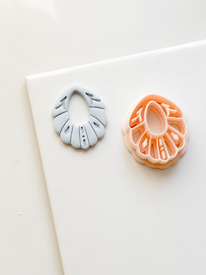Scalloped Petal Drop Polymer Clay Cutter Detailed Oval Shape for Earrings & Jewelry Making