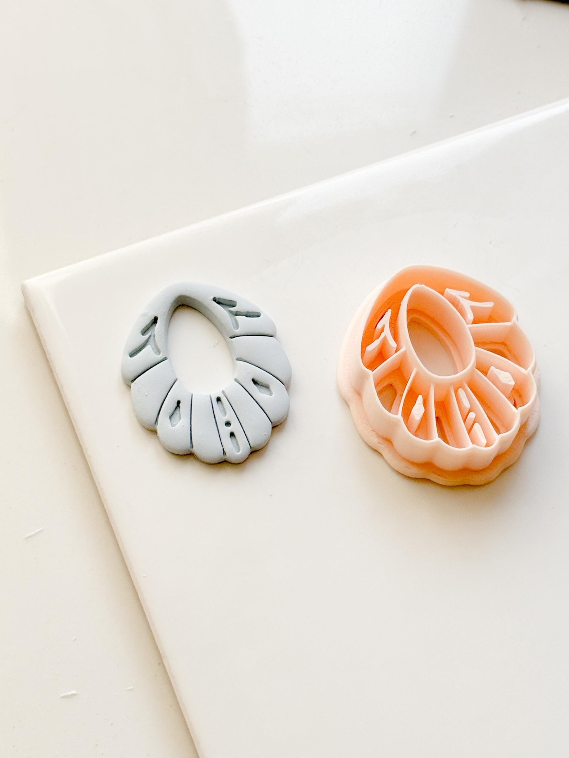 Scalloped Petal Drop Polymer Clay Cutter Detailed Oval Shape for Earrings & Jewelry Making