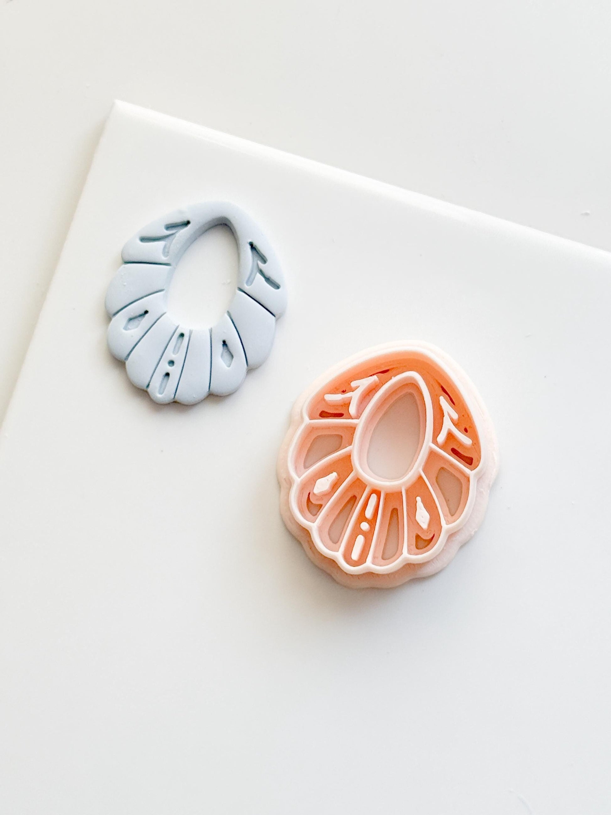 Scalloped Petal Drop Polymer Clay Cutter Detailed Oval Shape for Earrings & Jewelry Making