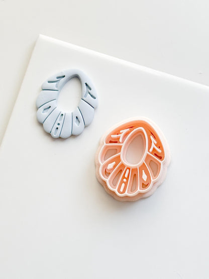 Scalloped Petal Drop Polymer Clay Cutter Detailed Oval Shape for Earrings & Jewelry Making