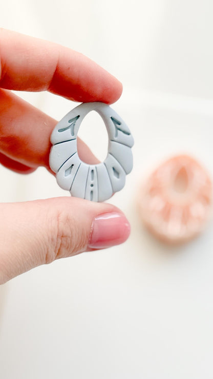 Scalloped Petal Drop Polymer Clay Cutter Detailed Oval Shape for Earrings & Jewelry Making