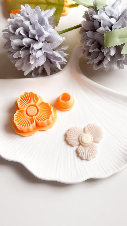 Polymer Clay Flower Cutter Set: Striped Petal Earring Design