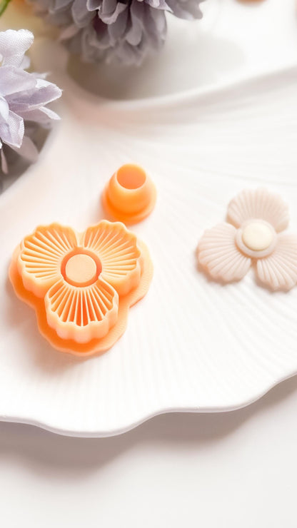 Polymer Clay Flower Cutter Set: Striped Petal Earring Design