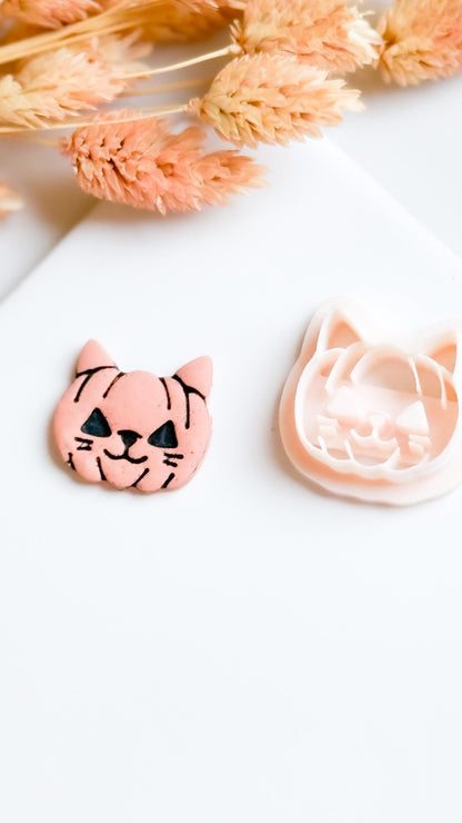 Pumpkin Cat Face Cutter: Halloween Jewelry Mold for Polymer Clay