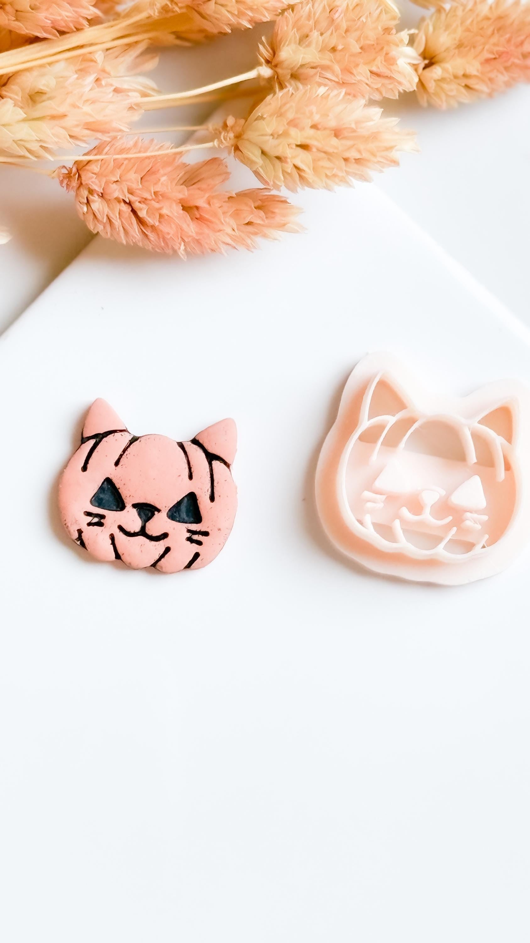 Pumpkin Cat Face Cutter: Halloween Jewelry Mold for Polymer Clay