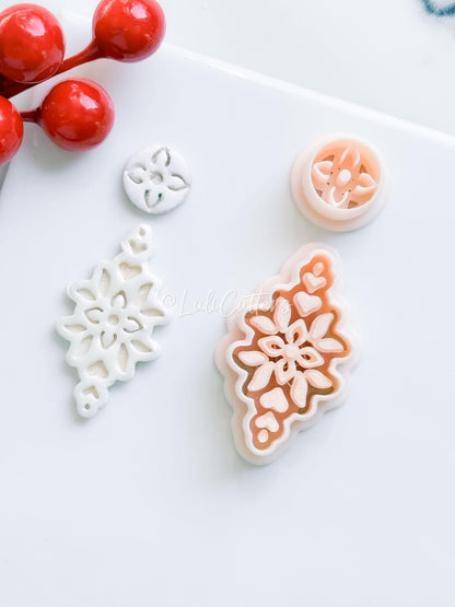 Winter Fairy Poinsettia Floral Dangle Earring Polymer Clay Cutter Christmas Winter Jewelry Tool