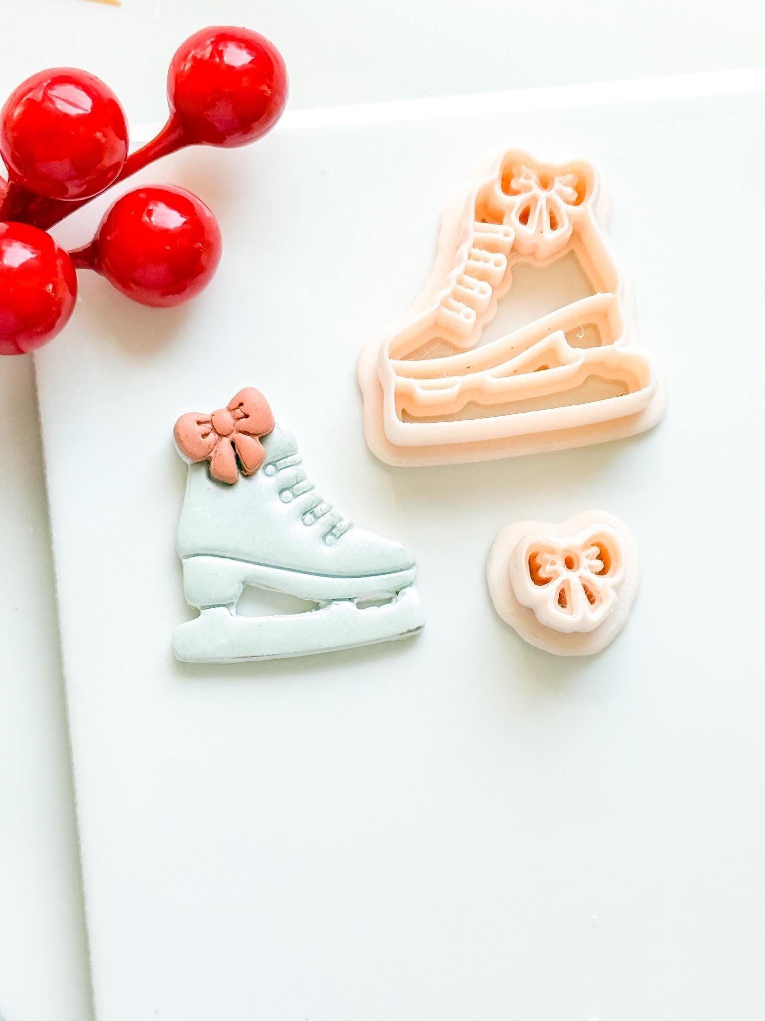 Winter Fairy Ice Skate Polymer Clay Cutter Set Bow Detail for Earrings & Jewelry