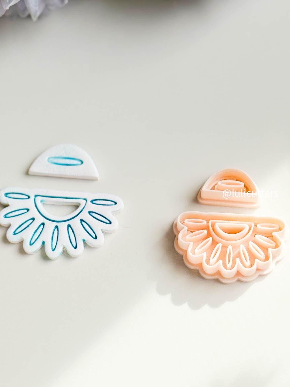 Boho Cutout Scalloped Clay Cutter Set ceramic Inspired Arch Design - 2 size options