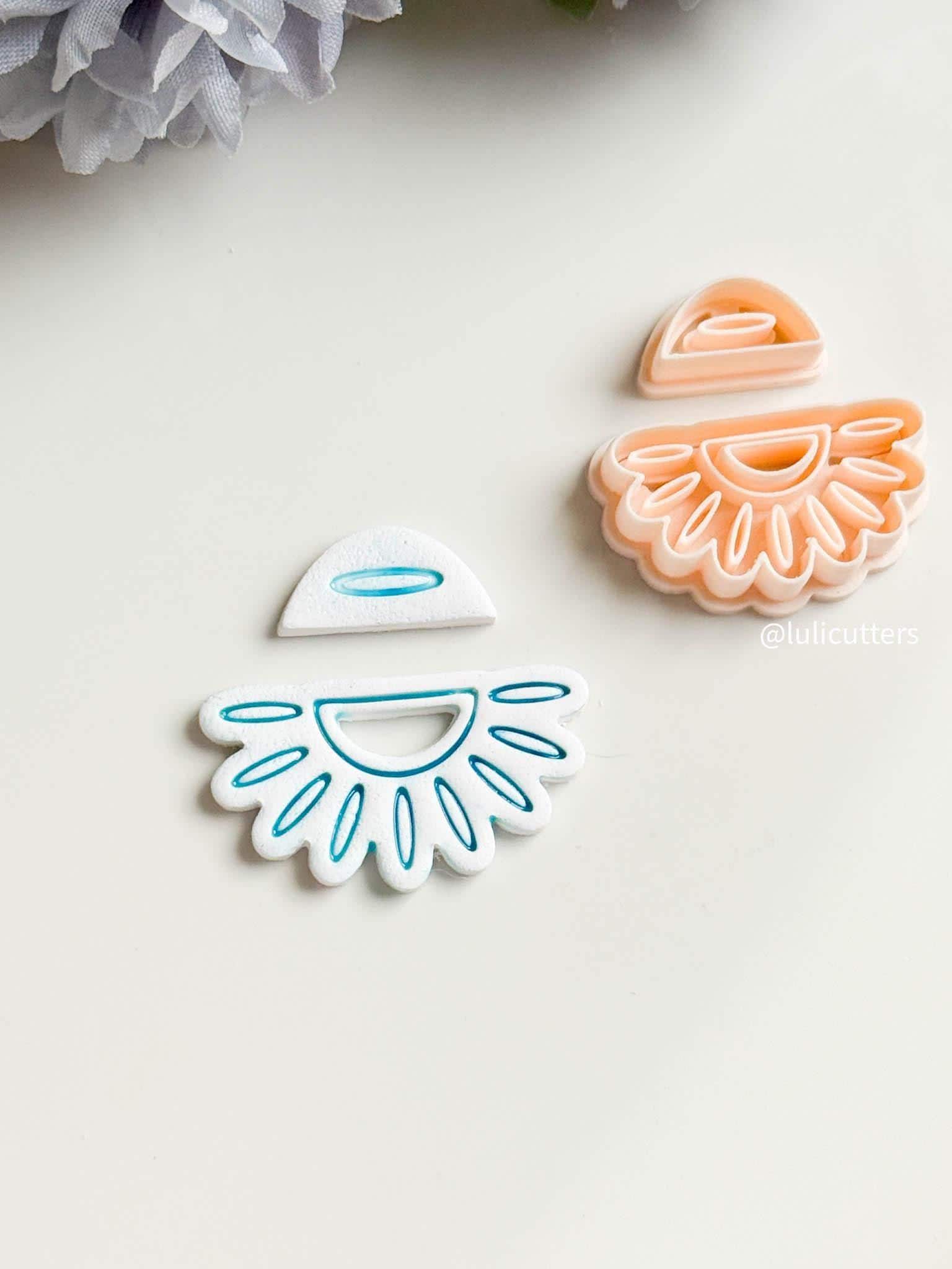 Boho Cutout Scalloped Clay Cutter Set ceramic Inspired Arch Design - 2 size options