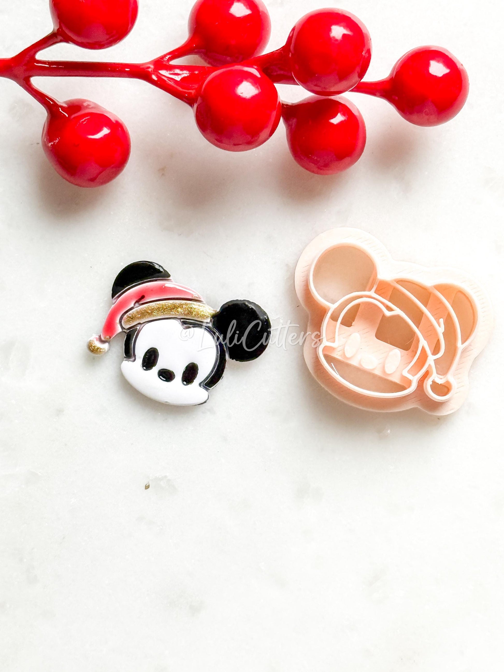 Christmas Mouse Polymer Clay Cutters Holiday Embossed Earring Shapes