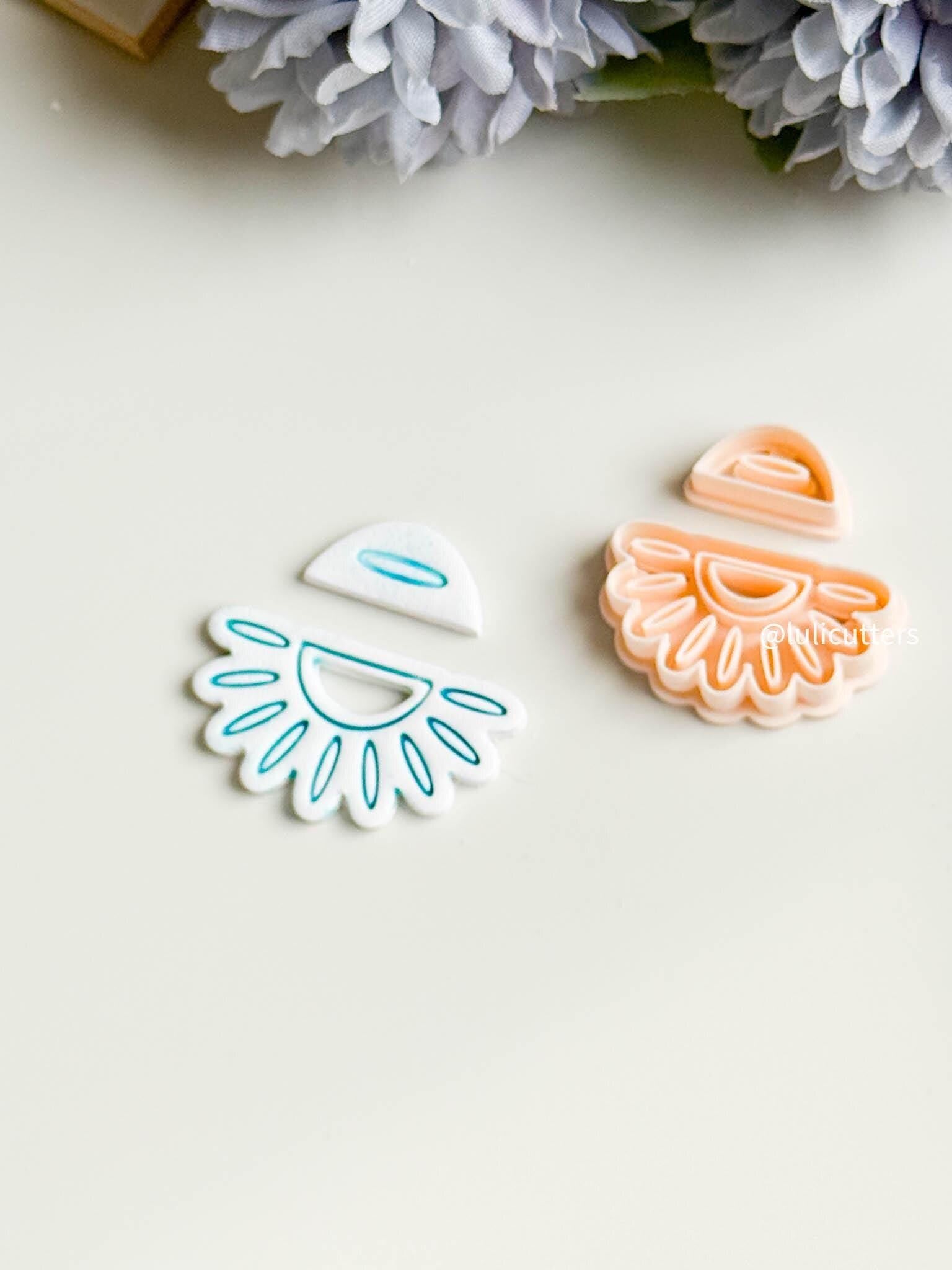 Boho Cutout Scalloped Clay Cutter Set ceramic Inspired Arch Design - 2 size options