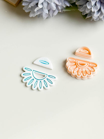 Boho Cutout Scalloped Clay Cutter Set ceramic Inspired Arch Design - 2 size options
