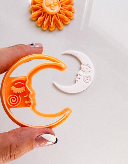 Crescent Moon Face Clay Cutter: Celestial Jewelry & Cookie Cutter