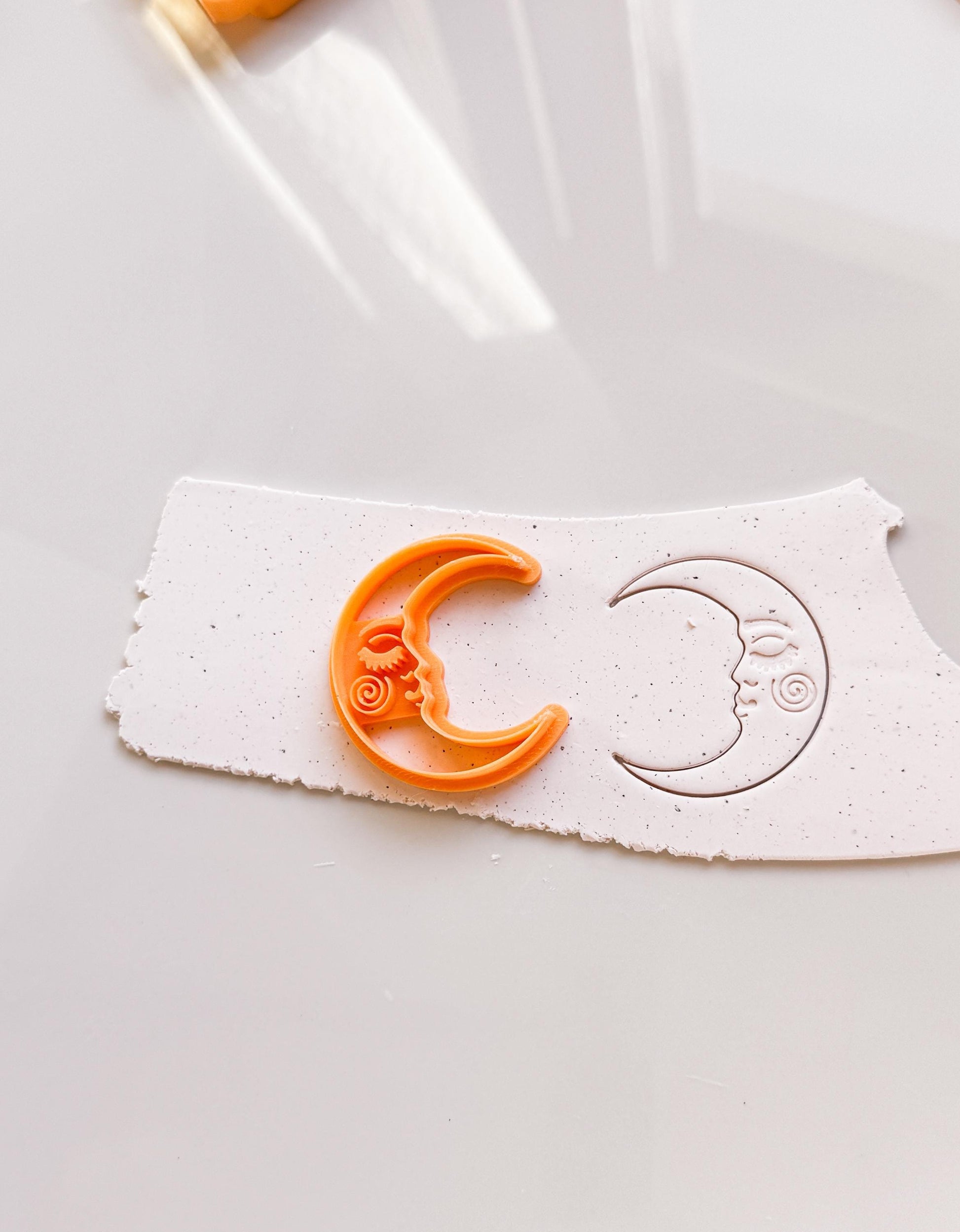 Crescent Moon Face Clay Cutter: Celestial Jewelry & Cookie Cutter
