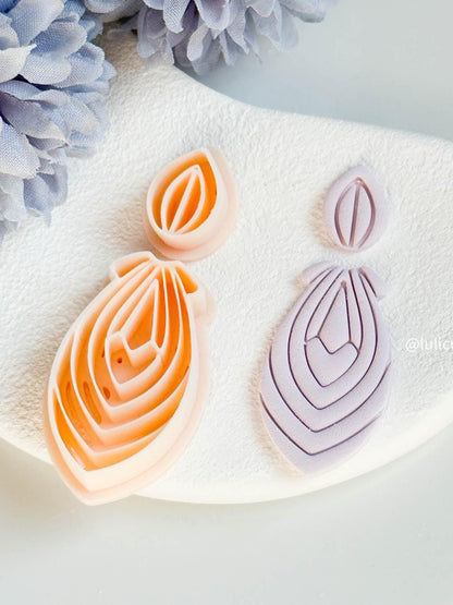 Layered Petal Clay Earring Cutter Set: Embossed Fine Line Details