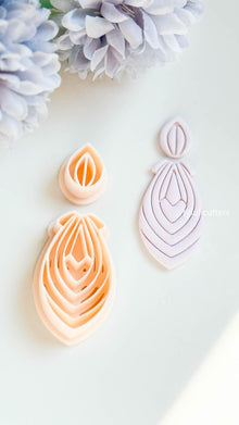 Layered Petal Clay Earring Cutter Set: Embossed Fine Line Details