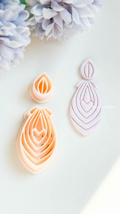 Layered Petal Clay Earring Cutter Set: Embossed Fine Line Details