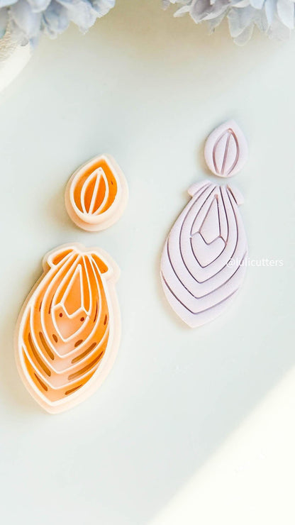Layered Petal Clay Earring Cutter Set: Embossed Fine Line Details