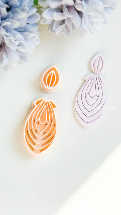 Layered Petal Clay Earring Cutter Set: Embossed Fine Line Details