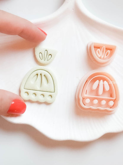 Folk Floral Clay Cutter Set Scalloped Boho Tulip Design