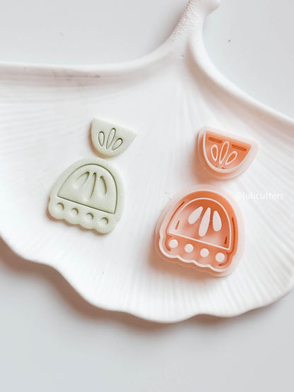 Folk Floral Clay Cutter Set Scalloped Boho Tulip Design