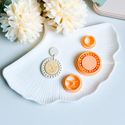Celestial Sun Face Cutter Set Polymer Clay Earring Cutter with Imprint