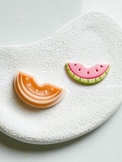 Watermelon Slice Clay Cutter: Seed & Rind Imprint - Summer Earrings