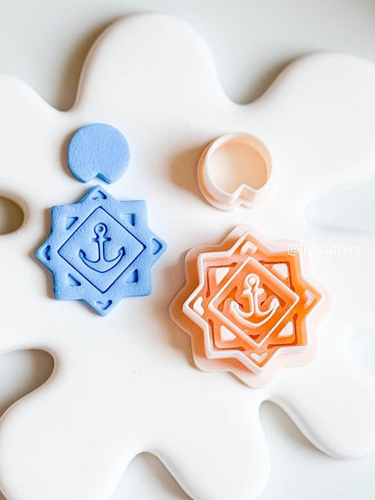 Anchor Clay Cutter: Nautical Starburst Frame, Imprint Earring Cutter