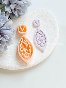 Boho Drop Shape Clay Earring Cutter Set Includes Ornate Base + Minimal Topper