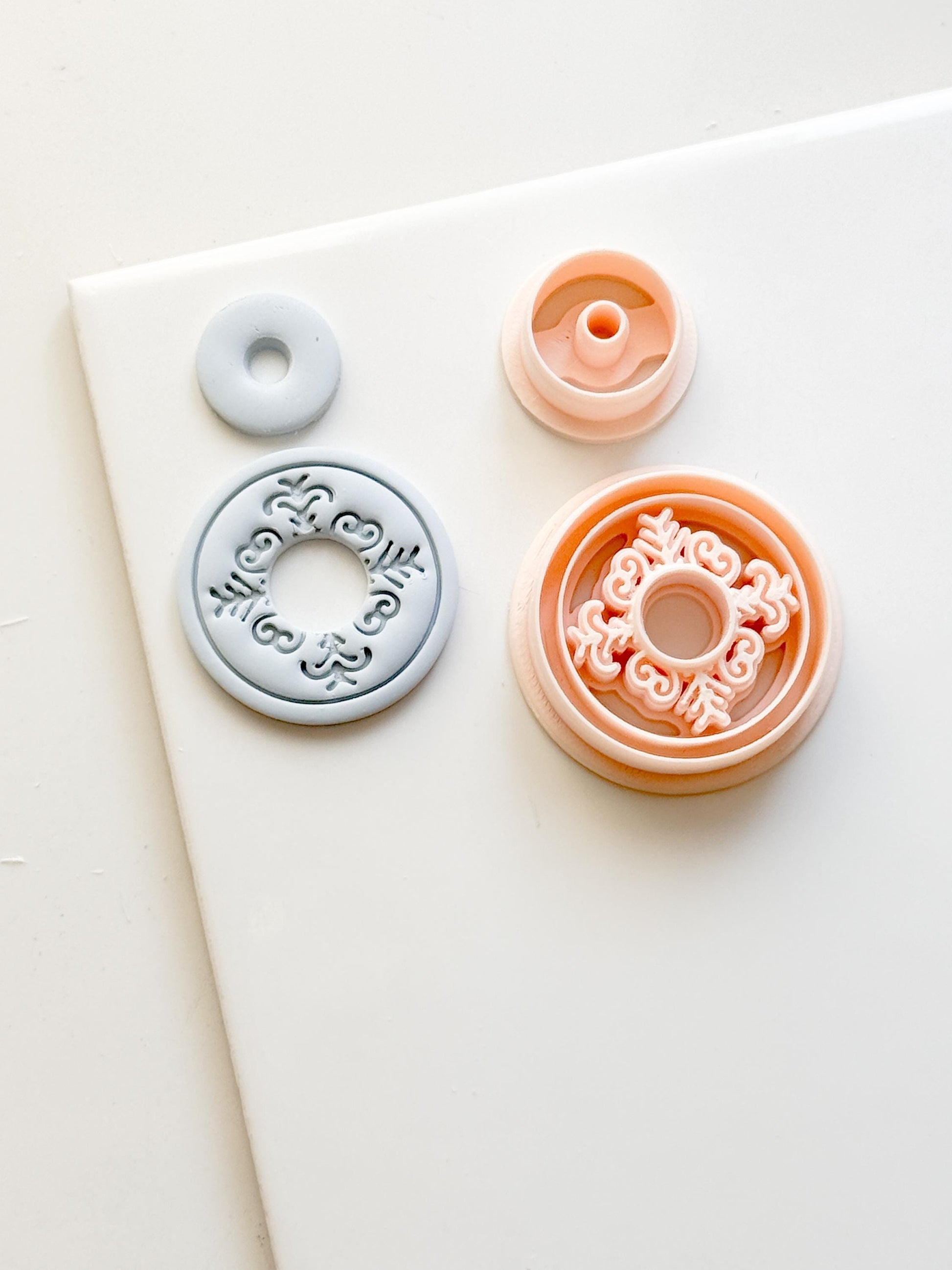 Ornate Round Polymer Clay Cutter Mandala Medallion Shape with Center Hole