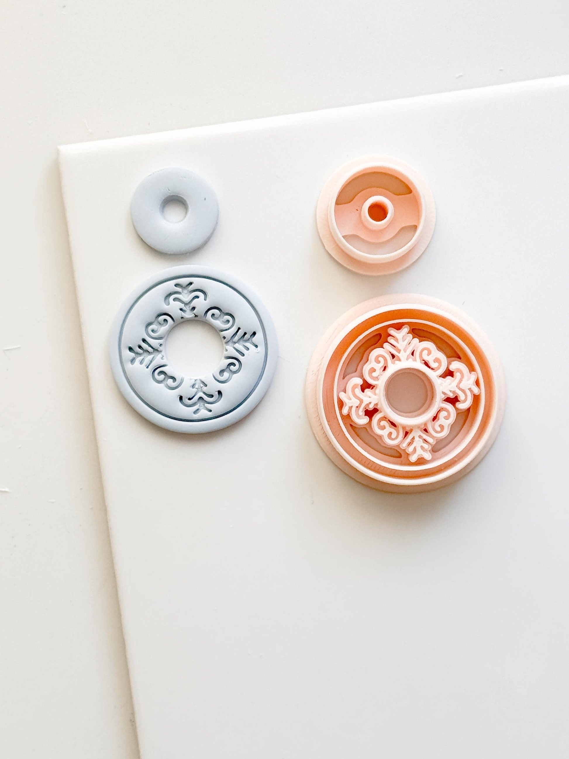 Ornate Round Polymer Clay Cutter Mandala Medallion Shape with Center Hole