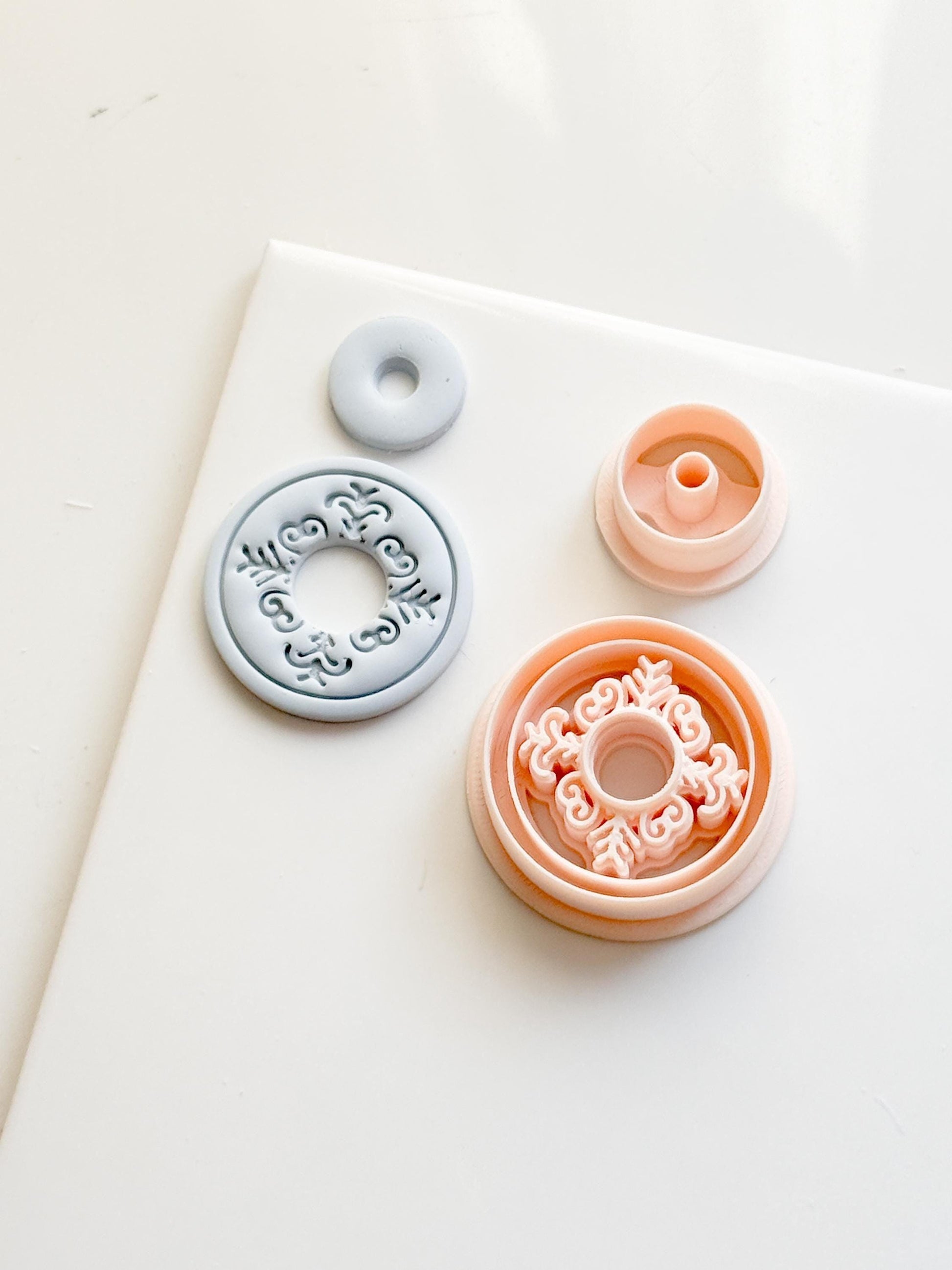 Ornate Round Polymer Clay Cutter Mandala Medallion Shape with Center Hole