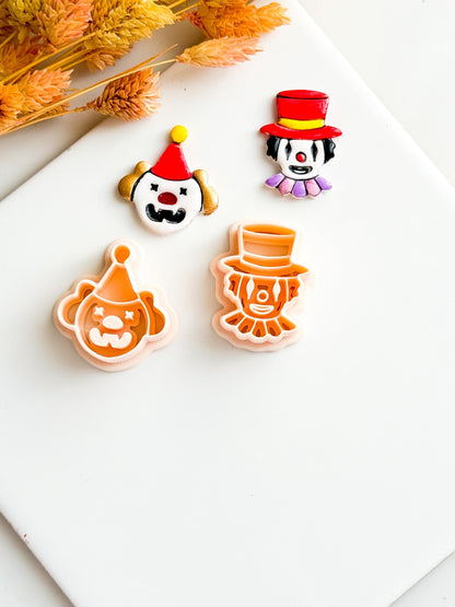 Clown Face/Top Hat Clay Cutter Set: Polymer Clay Jewelry Tool