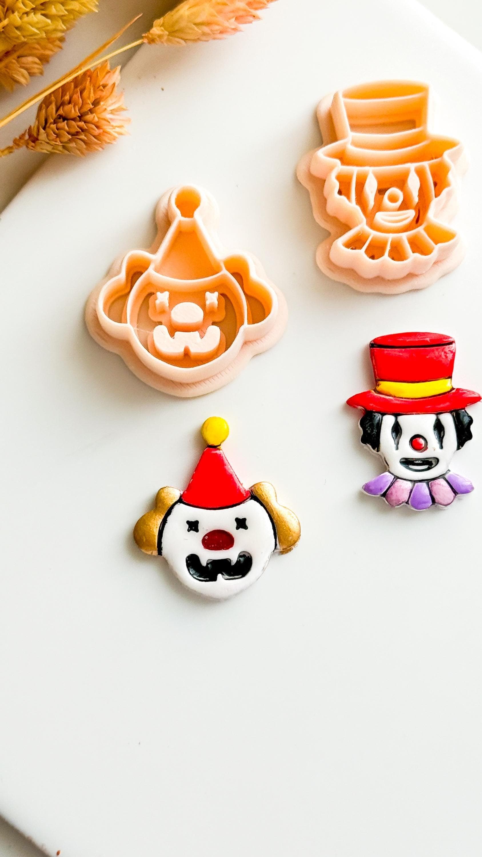 Clown Face/Top Hat Clay Cutter Set: Polymer Clay Jewelry Tool