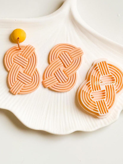 Vertical Braided Knot Clay Cutter Statement Earring Cutter with Layered Imprint Design