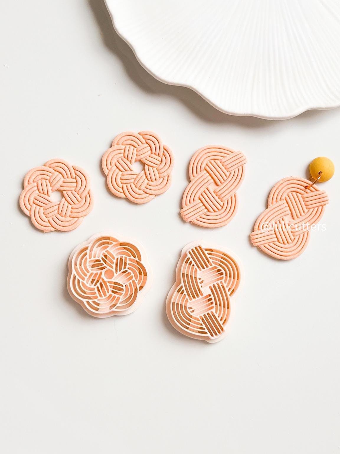 Vertical Braided Knot Clay Cutter Statement Earring Cutter with Layered Imprint Design