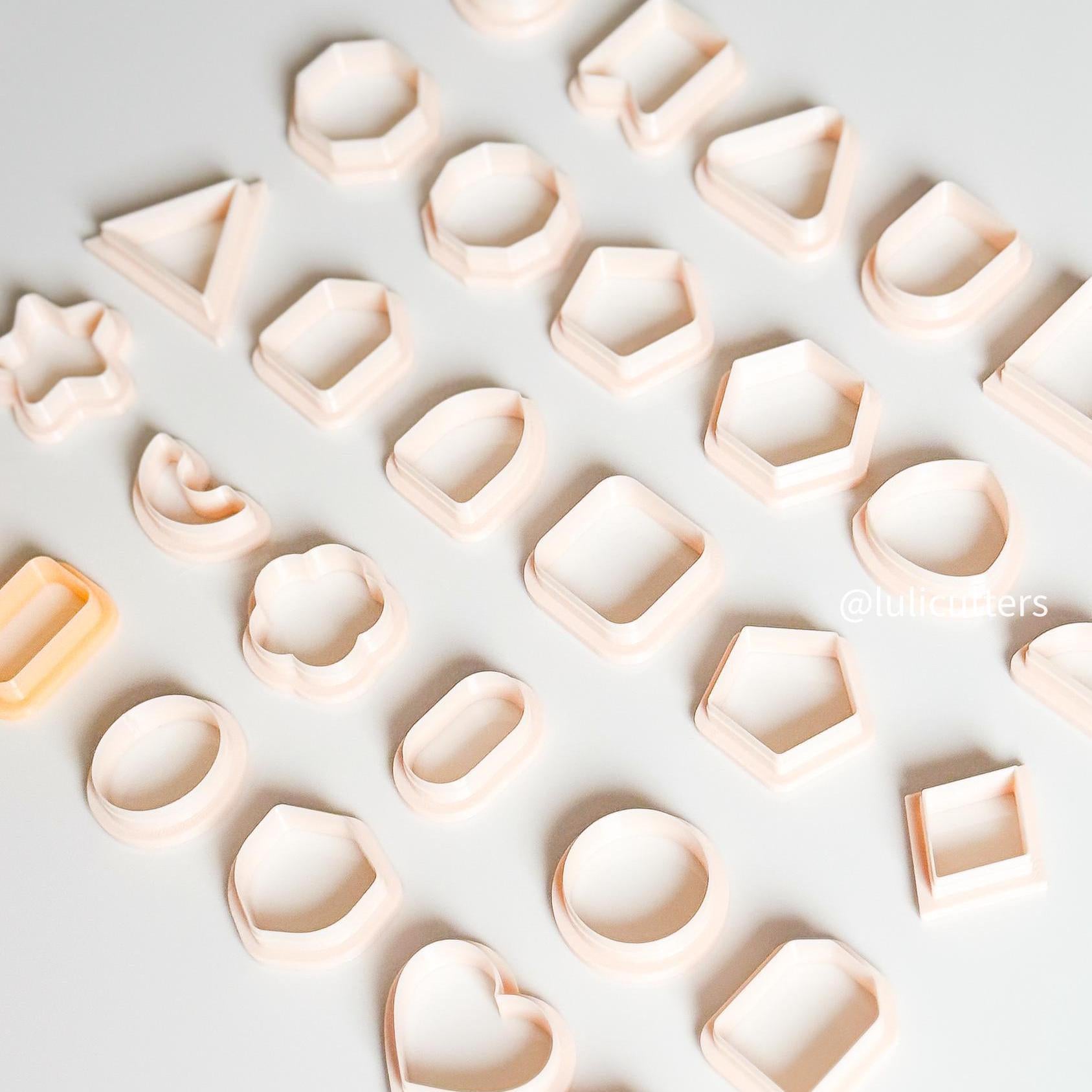 Geometric Clay Cutter Set: 30-Piece Polymer Clay Jewelry Making Tools