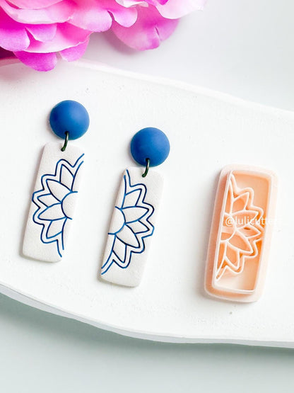 Floral Bar Polymer Clay Cutter: Mirrored Flower Earring Design