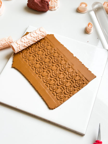 Rosebud Texture Roller: Floral Pattern for Polymer Clay Jewelry