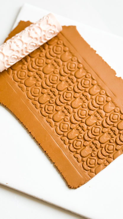 Rosebud Texture Roller: Floral Pattern for Polymer Clay Jewelry