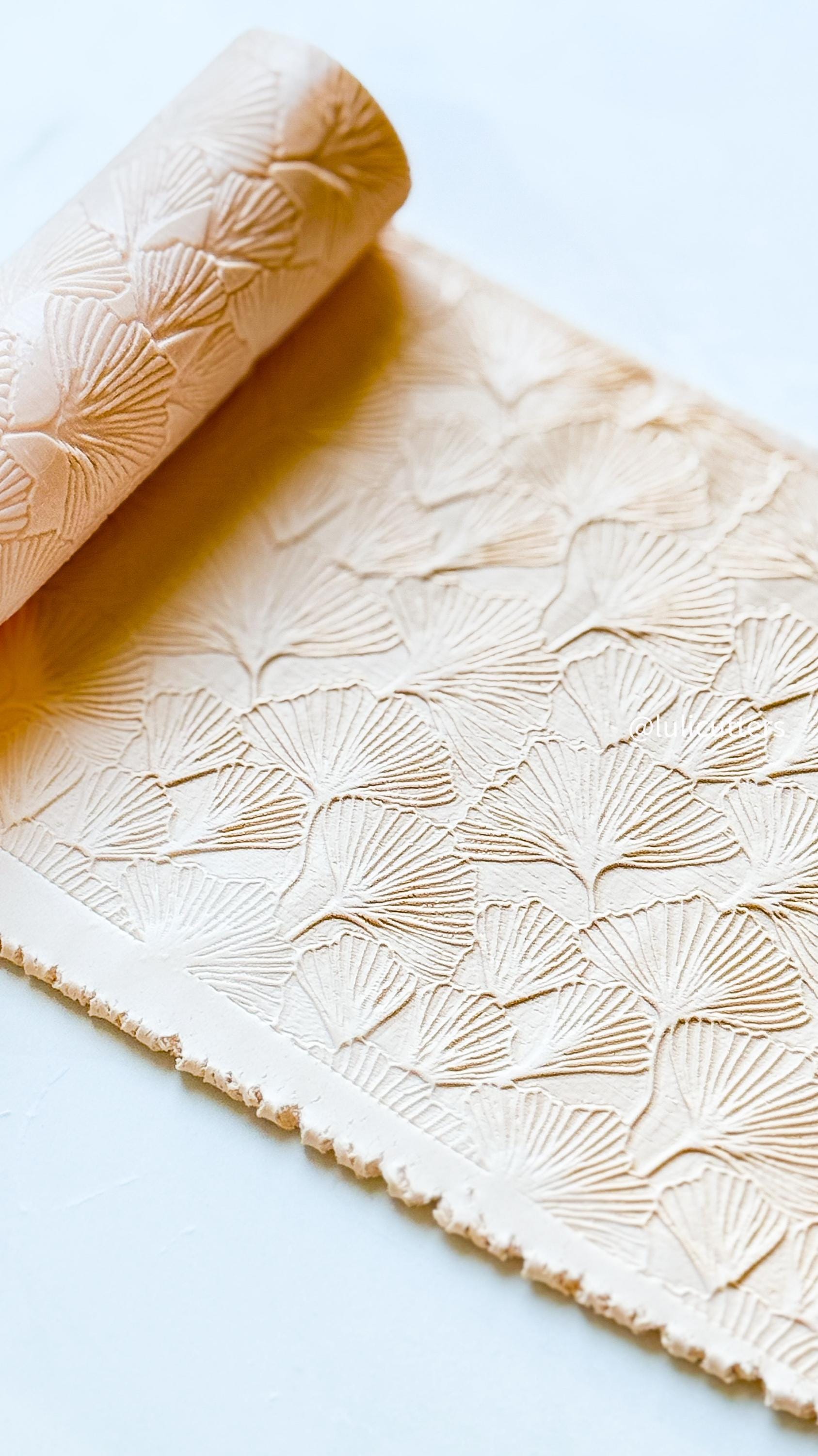 Ginkgo Leaf Texture Roller: Polymer Clay Pattern Maker (7cm)