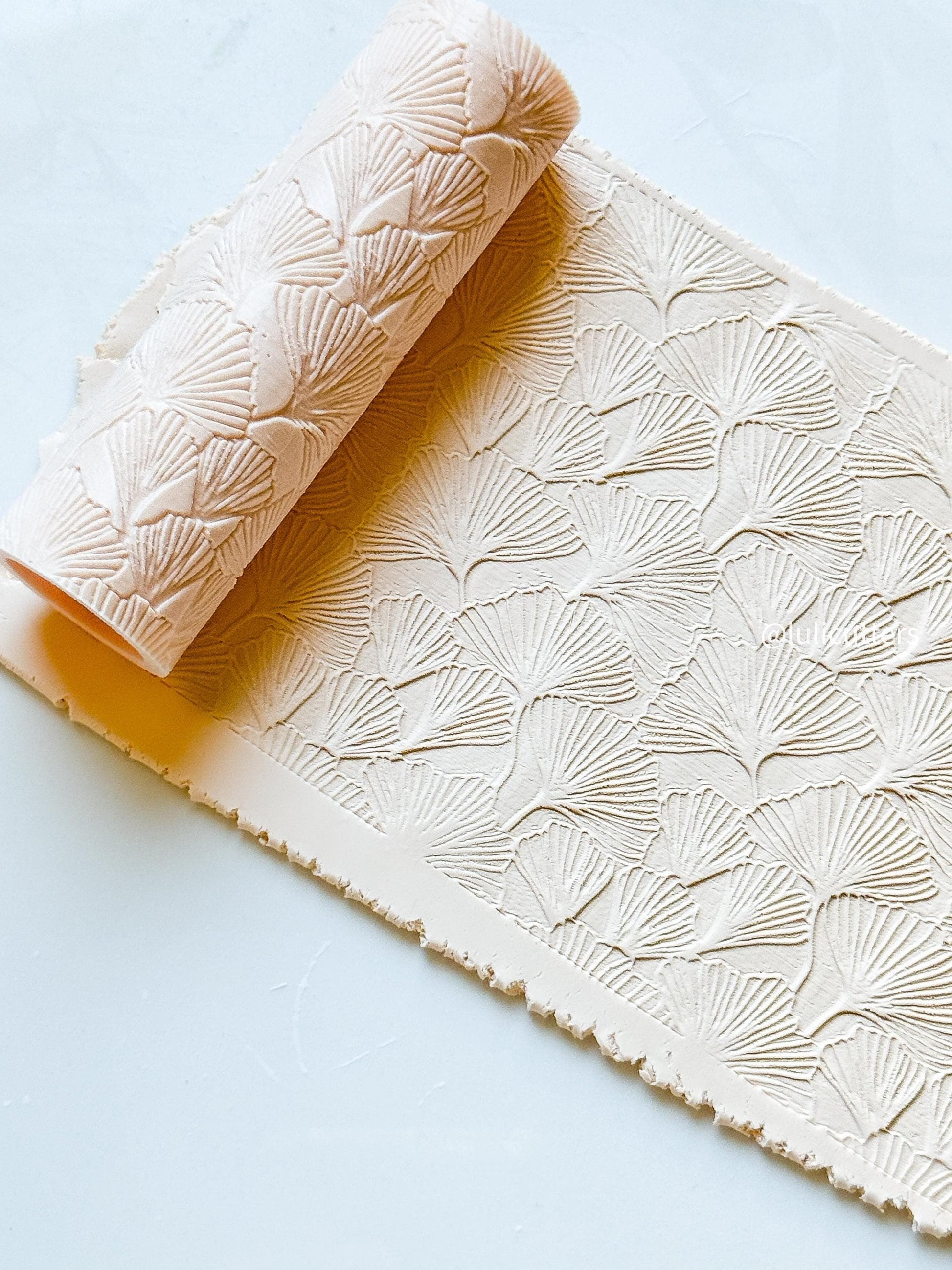 Ginkgo Leaf Texture Roller: Polymer Clay Pattern Maker (7cm)