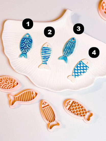 Fish Imprint Clay Cutter Set: Ocean-Inspired Polymer Clay Charms