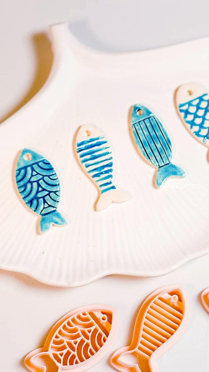 Fish Imprint Clay Cutter Set: Ocean-Inspired Polymer Clay Charms